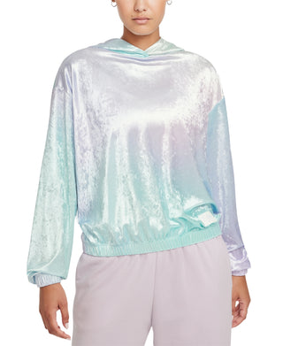 Nike Women's Sportswear Velour Hoodie Blue Size 1X