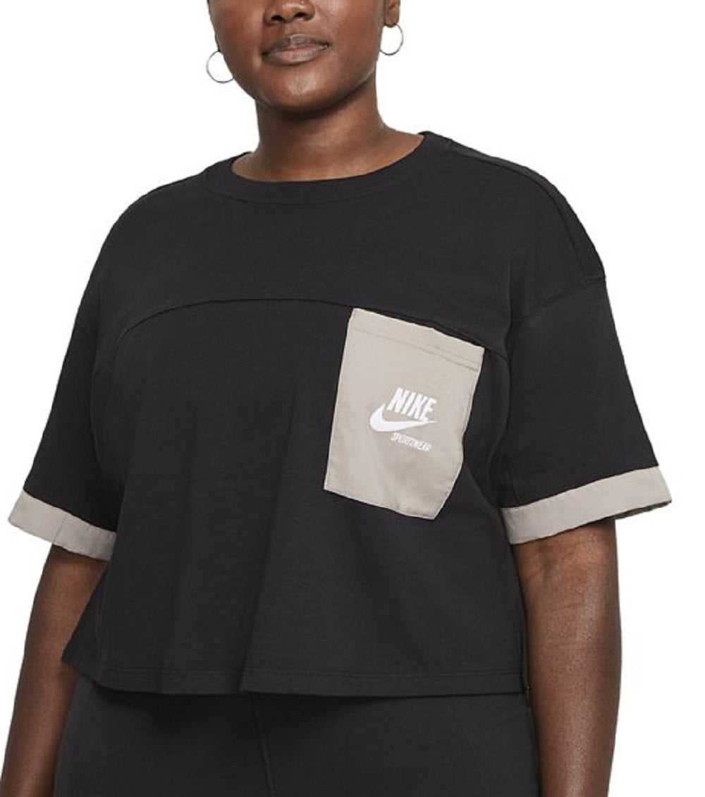Nike Women's Cotton Pocket T-Shirt Black Size 2X