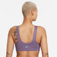 Nike Women's Dri Fit Logo Scoop Back Medium Impact Sports Bra Purple Size Small