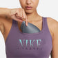 Nike Women's Dri Fit Logo Scoop Back Medium Impact Sports Bra Purple Size Small