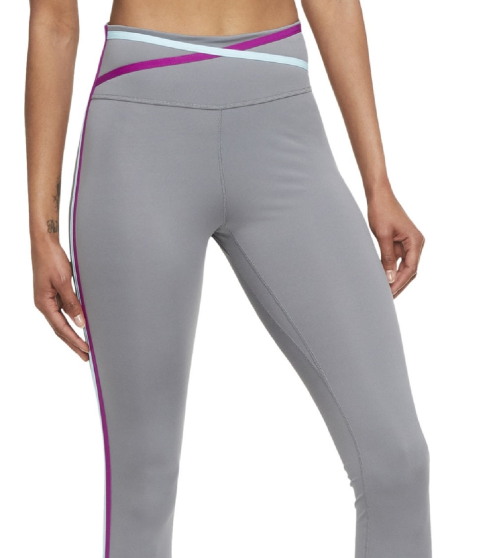 Nike Women's Dri Fit One Mid Rise 7/8 Taped Leggings Gray Size Large