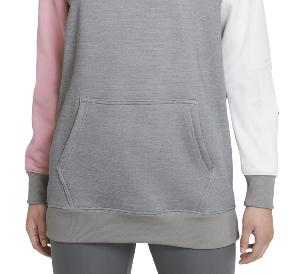 Nike Women's Cotton Therma Fit Colorblocked Fleece Hoodie Gray Size Small