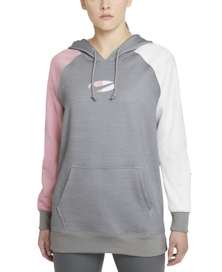Nike Women's Cotton Therma Fit Colorblocked Fleece Hoodie Gray Size Small