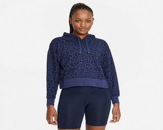 Nike Women's Dri FIT Get Fit Pullover Printed Training Hoodie Blue Size Large