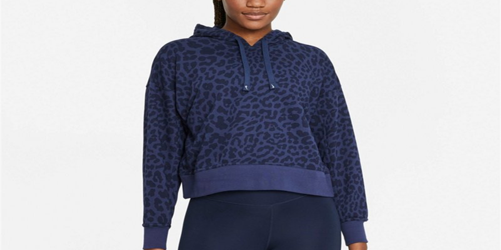 Nike Women's Dri FIT Get Fit Pullover Printed Training Hoodie Blue Size Large