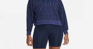 Nike Women's Dri FIT Get Fit Pullover Printed Training Hoodie Blue Size Large