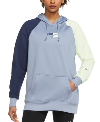 Nike Women's Therma Fit Fleece Color Block Training Hoodie Blue Size 1X