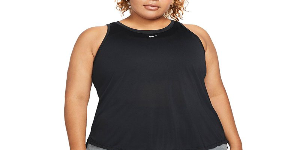 Nike Women's Dri FIT One Standard Fit Tank Top Black Size 1X