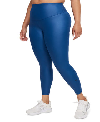 Nike Women's Mid Rise 7/8 Faux Leather Leggings Blue Size 1X