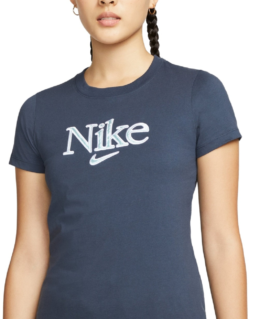 Nike Women's Cotton Graphic T-Shirt Blue Size 1X