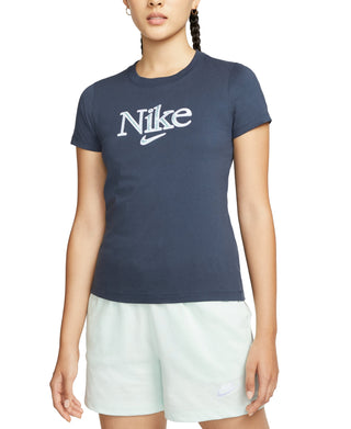 Nike Women's Cotton Graphic T-Shirt Blue Size 2X