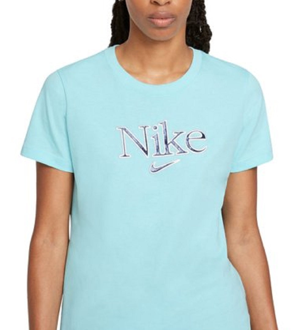 Nike Women's Cotton Graphic T-Shirt Blue Size 1X