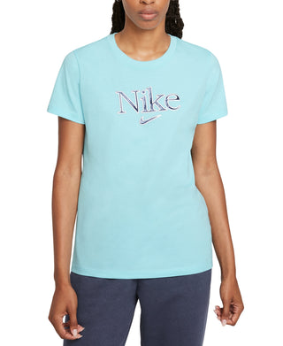 Nike Women's Cotton Graphic T-Shirt Blue Size 1X