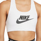 Nike Women's Dri Fit Swoosh Futura Mid Impact Sports Bra White Size Small