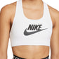 Nike Women's Dri Fit Swoosh Futura Mid Impact Sports Bra White Size X-Large