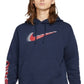 Nike Men's Americana Dual Logo Hoodie Blue Size Medium