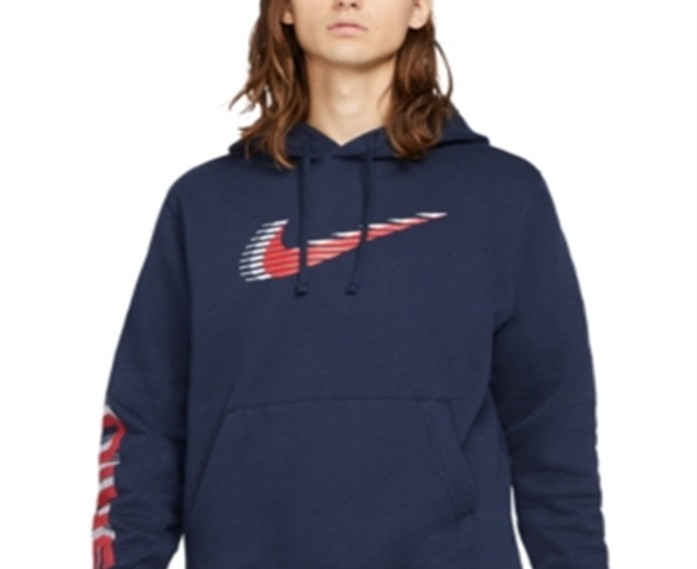 Nike Men's Americana Dual Logo Hoodie Blue Size Medium