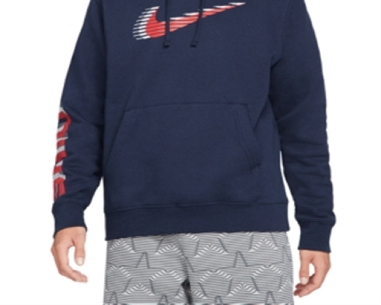 Nike Men's Americana Dual Logo Hoodie Blue Size Medium