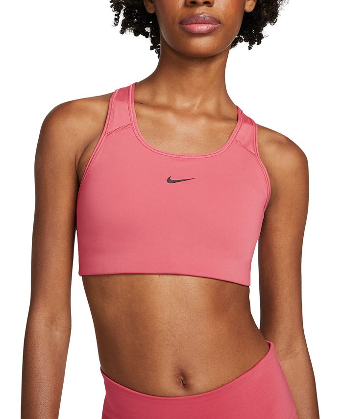 Nike Women's 1 Piece Pad Medium Impact Sports Bra Pink Size Large