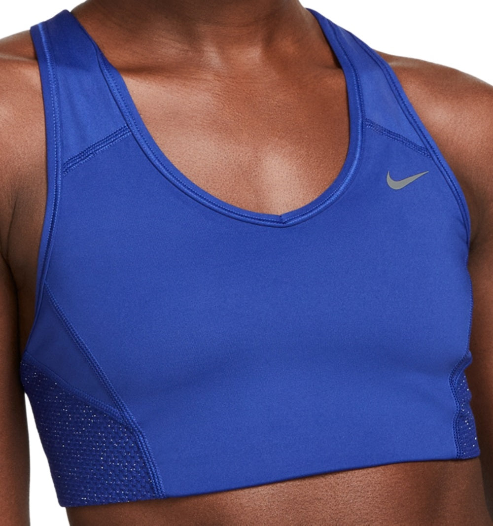 Nike Women's Pro Dri Fit Swoosh Sparkle Sports Bra Blue Size Large