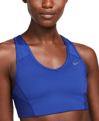 Nike Women's Pro Dri Fit Swoosh Sparkle Sports Bra Blue Size Large