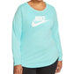 Nike Women's Cotton Graphic Top Blue Size 2X