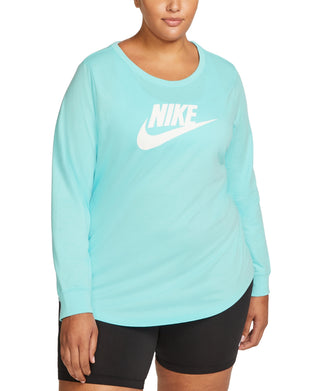 Nike Women's Cotton Graphic Top Blue Size 2X