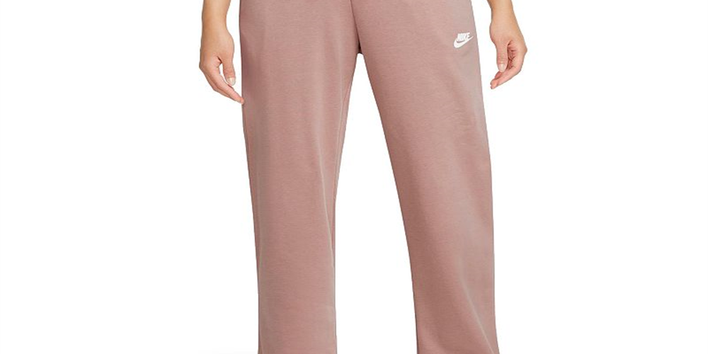 Nike Women's Sportswear Club Fleece Straight Leg Pants Pink Size X-Small