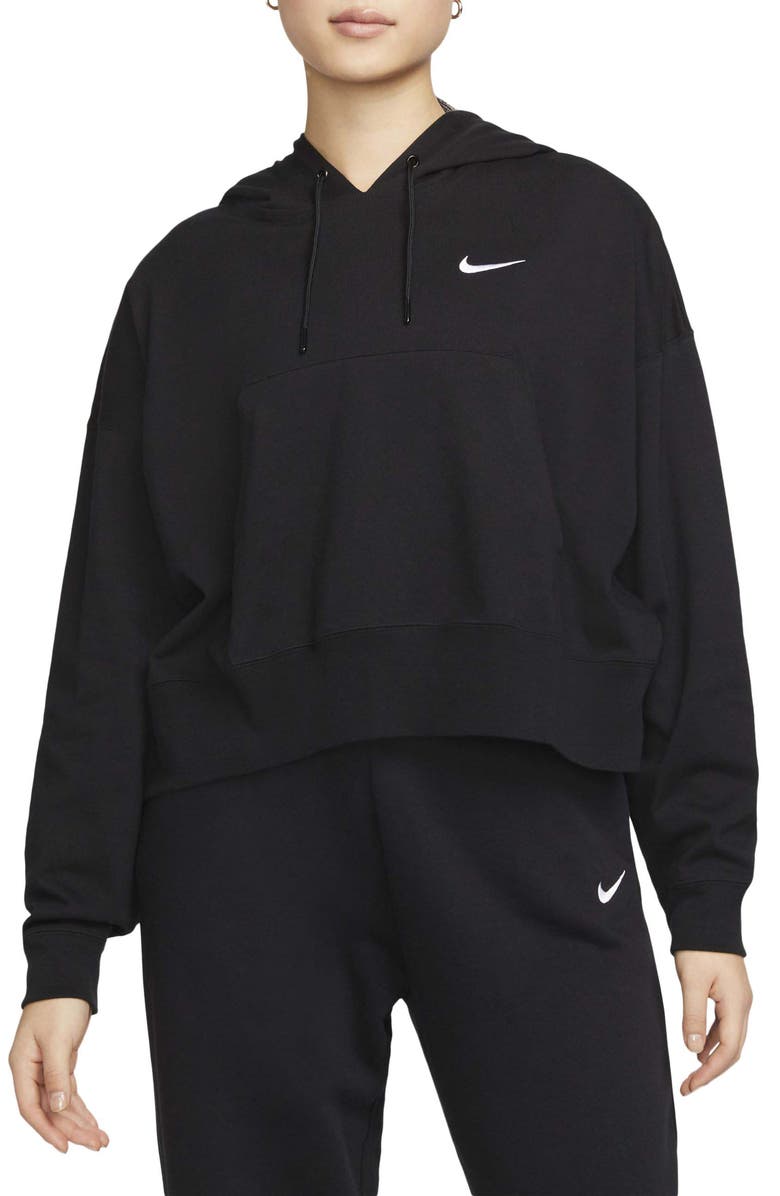 Nike Sportswear Oversize Cotton Jersey Hoodie in Black/White Size XS