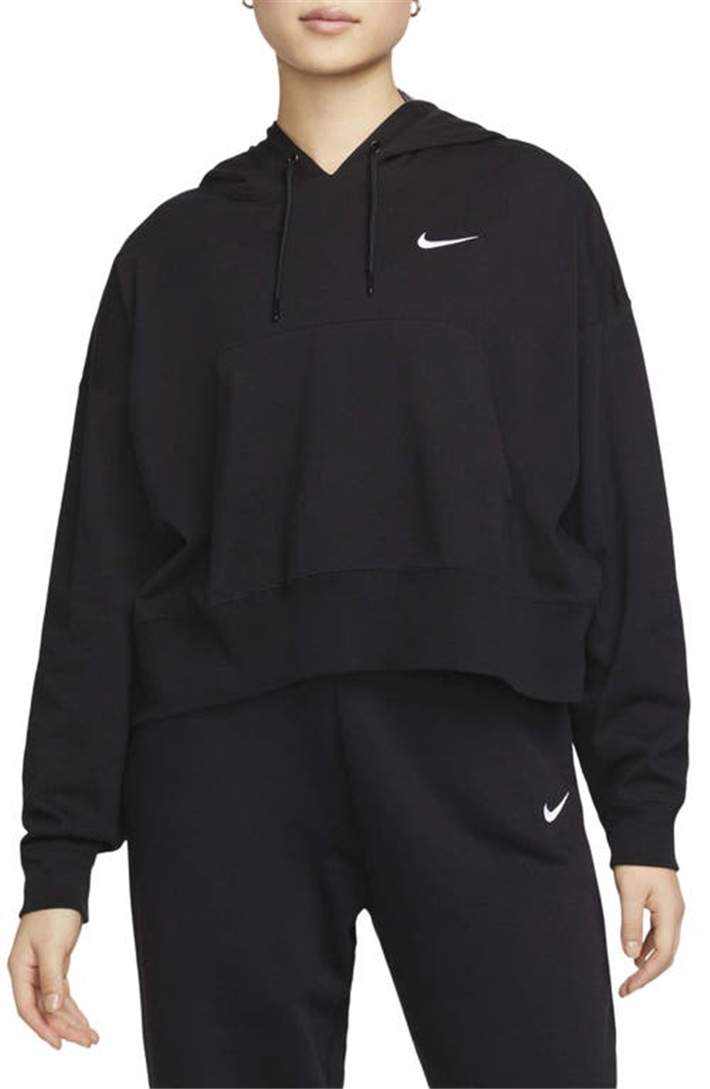 Nike Sportswear Oversize Cotton Jersey Hoodie in Black/White Size XS