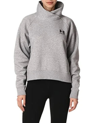 Under Armour Women's Rival Fleece Wrap Neck Sweatshirt Gray Size Medium