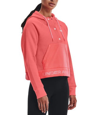 Under Armour Women's Rival Fleece Mesh Hoodie Orange Size Large