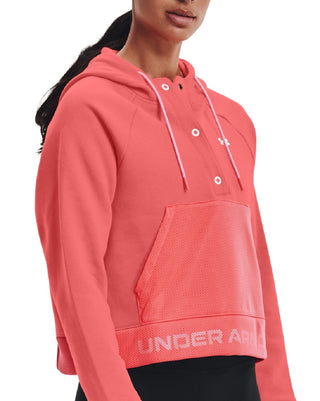 Under Armour Women's Rival Fleece Mesh Hoodie Orange Size Large