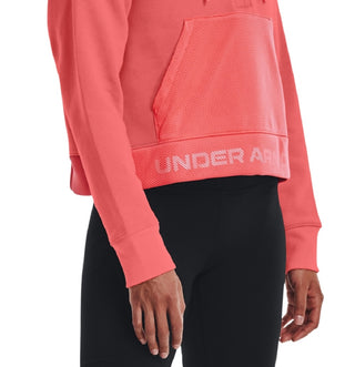 Under Armour Women's Rival Fleece Mesh Hoodie Orange Size Large