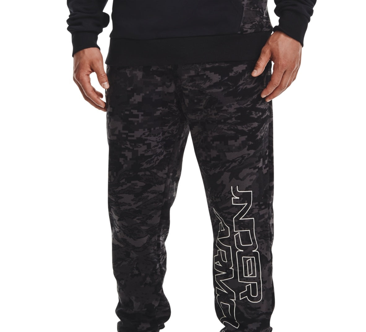 Under Armour Men's Rival Camo Script Fleece Joggers Black Size Large