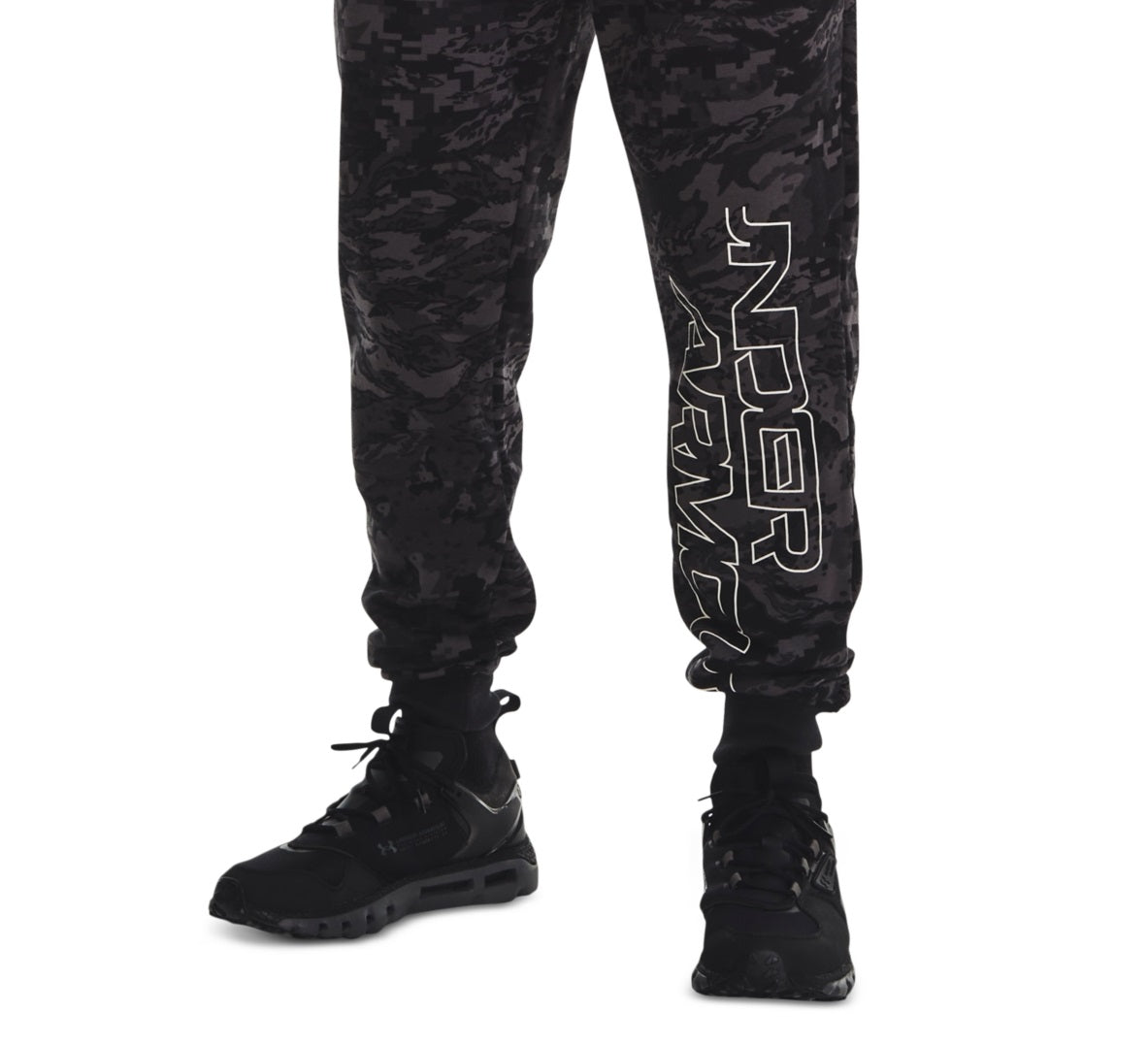 Under Armour Men's Rival Camo Script Fleece Joggers Black Size Large