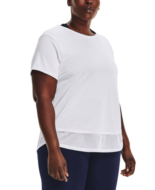 Under Armour Women's Tech Layered Look T-Shirt White Size 2X