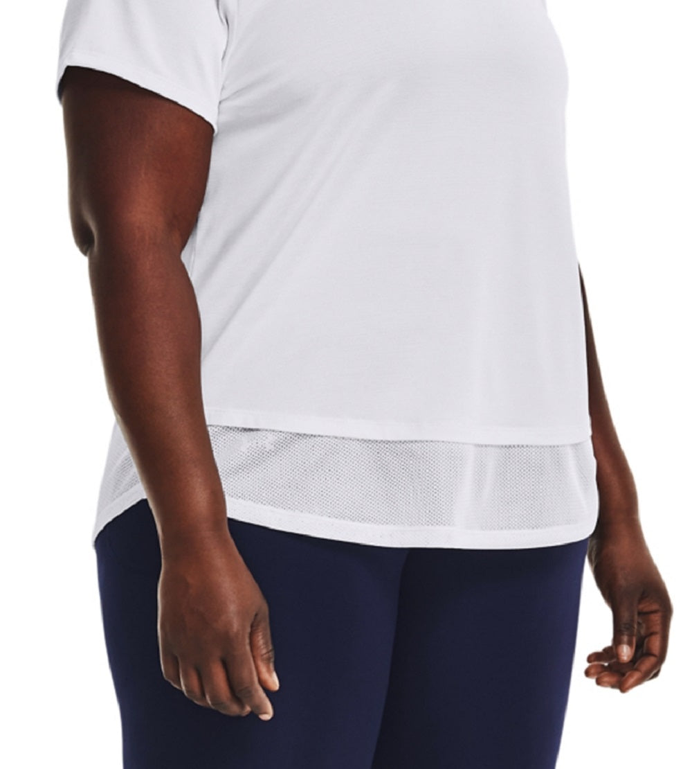 Under Armour Women's Tech Layered Look T-Shirt White Size 3XL