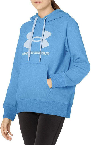 Under Armour Women's Rival Fleece Logo Hoodie Speckled Blue Size 1X