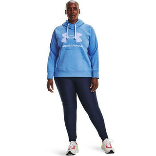 Under Armour Women's Rival Fleece Logo Hoodie Speckled Blue Size 1X