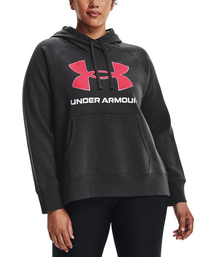 Under Armour Women's Rival Fleece Big Logo Fill Hoodie Gray Size 2X