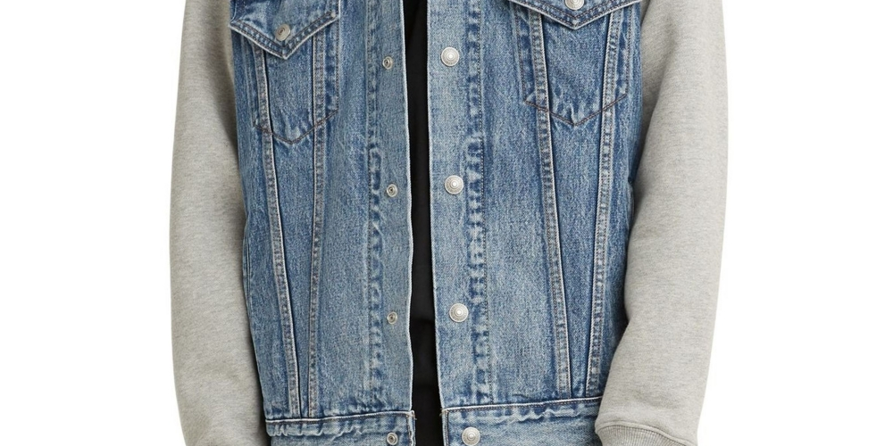 Levi's Men's Hybrid Hoodie Non Stretch Denim Trucker Jacket Blue Size Large