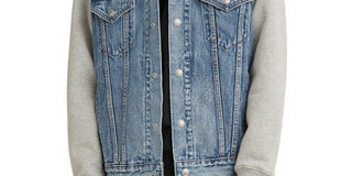 Levi's Men's Hybrid Hoodie Non Stretch Denim Trucker Jacket Blue Size Large