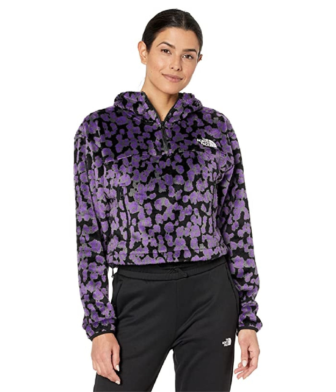 The North Face Women's Printed Osito 1/4 Zip Hoodie Purple Size XX-Large