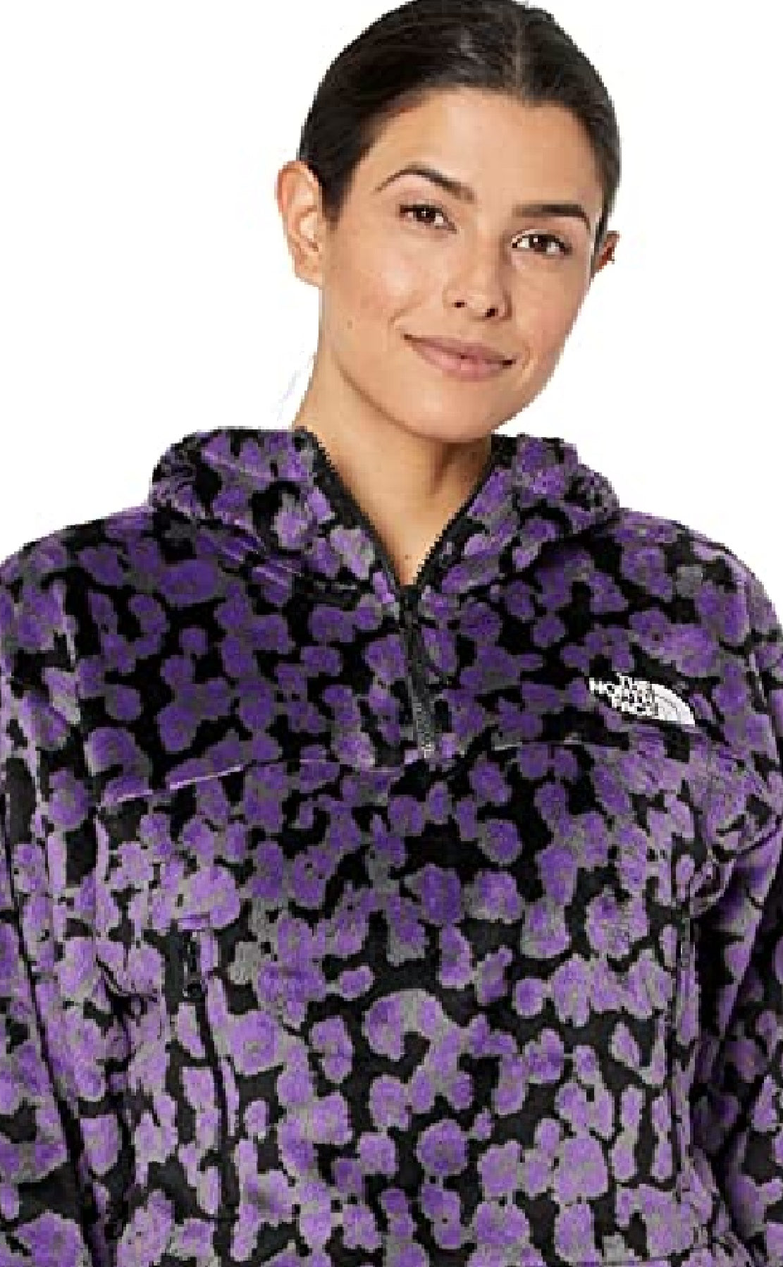 The North Face Women's Printed Osito 1/4 Zip Hoodie Purple Size XX-Large