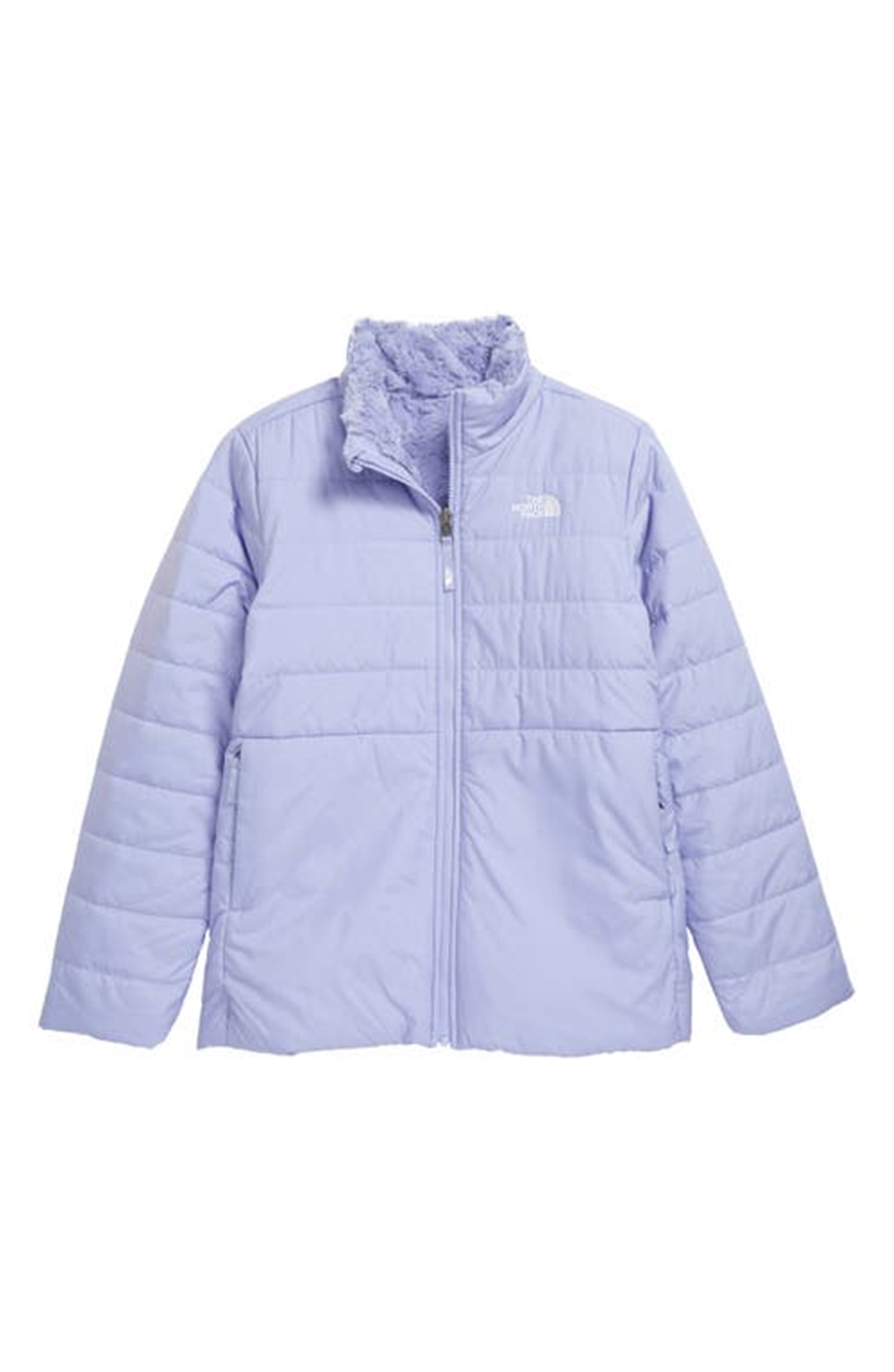 North Face Girl's Mossbud Swirl Water Repellent Jacket in Sweet Lavender - Kids Size