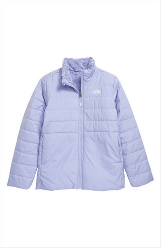 North Face Girl's Mossbud Swirl Water Repellent Jacket in Sweet Lavender - Kids Size