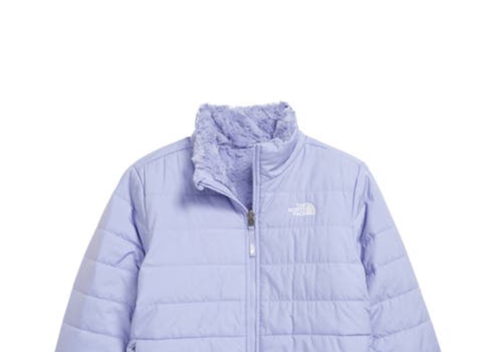 North Face Girl's Mossbud Swirl Water Repellent Jacket in Sweet Lavender - Kids Size
