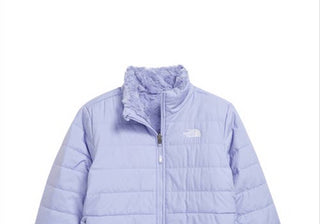 North Face Girl's Mossbud Swirl Water Repellent Jacket in Sweet Lavender - Kids Size