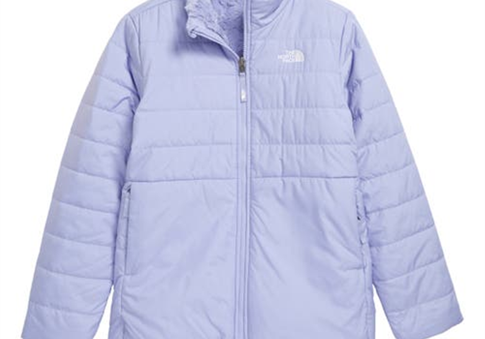 North Face Girl's Mossbud Swirl Water Repellent Jacket in Sweet Lavender - Kids Size